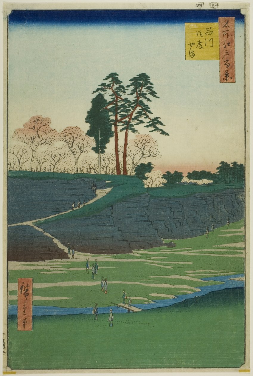 Wzgórze Goten w Shinagawa (Shinagawa Gotenyama), z serii "Sto słynnych widoków Edo (Meisho Edo hyakkei) "v autorstwa Utagawa Hiroshige
