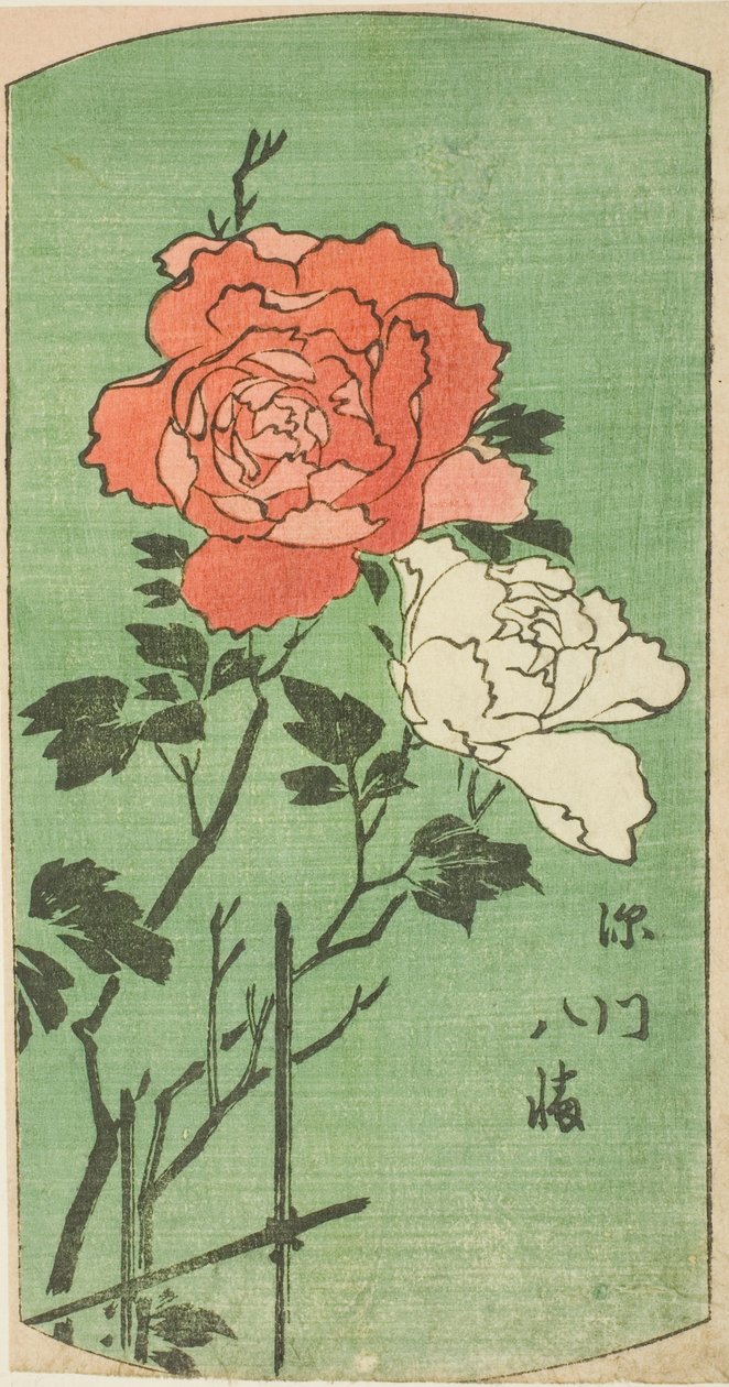 Świątynia Hachiman w Fukagawa (Fukagawa Hachiman), fragment arkusza z serii „Wycinane obrazy znanych miejsc w Edo (Edo meisho harimaze zue)” autorstwa Utagawa Hiroshige