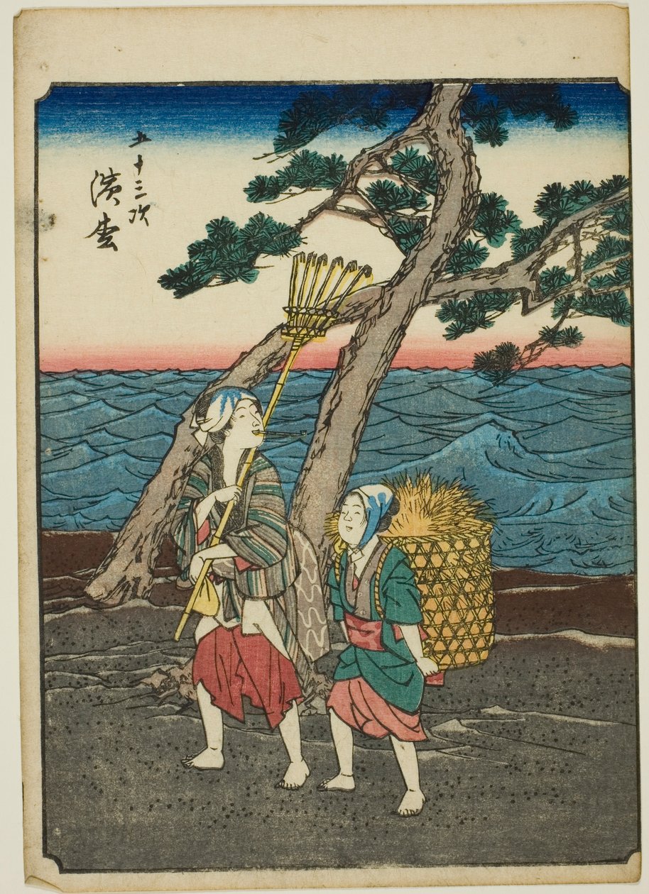 Hamamatsu, z serii „pięćdziesiąt trzy dźwięki Stachi” z „miejskości” (następnie Goshuyama) autorstwa Utagawa Hiroshige