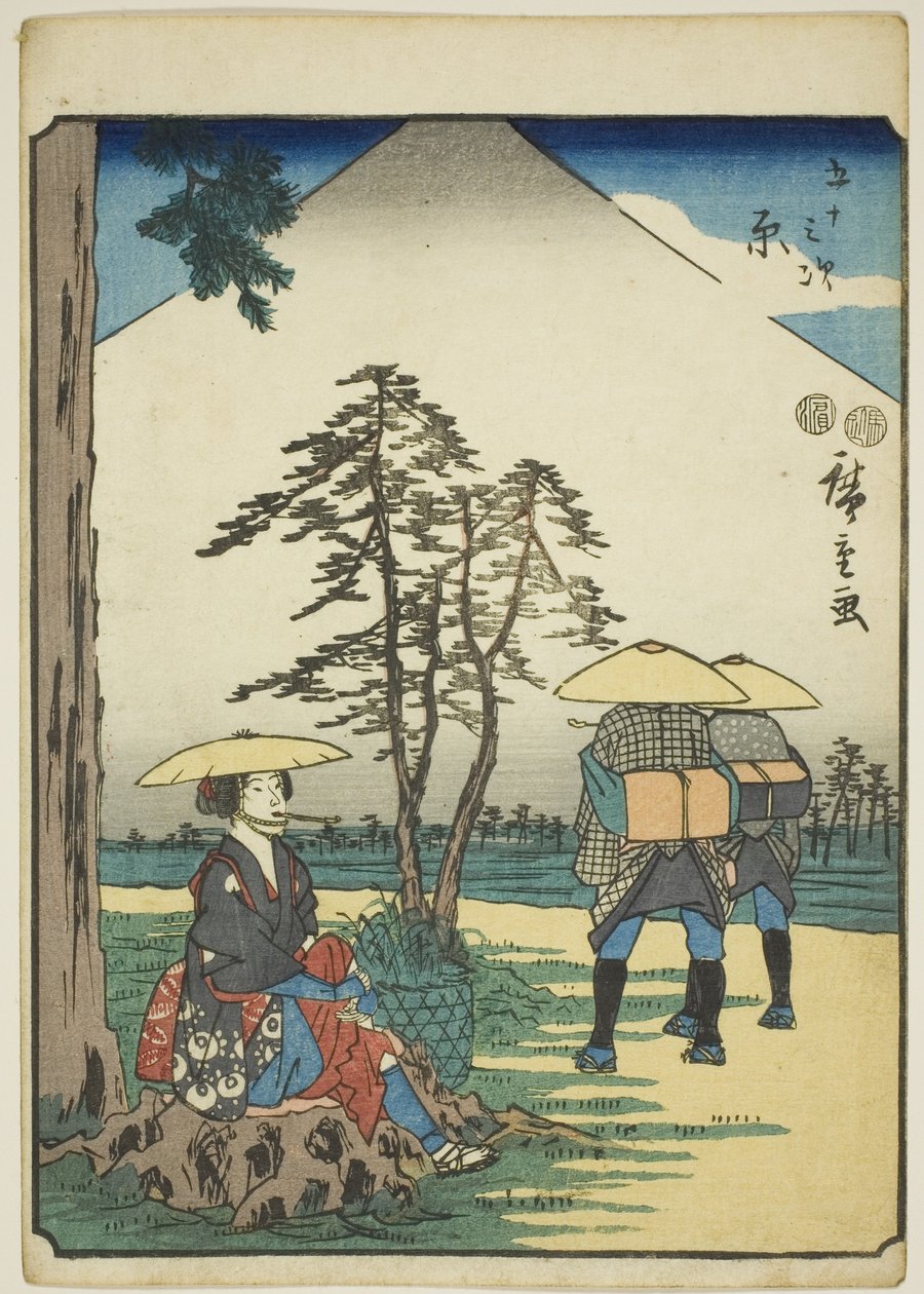 brzuch, z serii „pięćdziesiąt trzy dźwięki tachi” „miejskości” (następna Goshuyama) autorstwa Utagawa Hiroshige