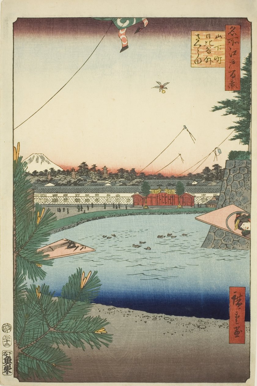 Hibiya plan d na zewnątrz - Sakurada z Yamashita - praca (Yamashita - praca Hibiya na zewnątrz - Sakurada), z serii s ``Ridge d red fa net s view ws of Edo (Sto słynnych widoków Edo)