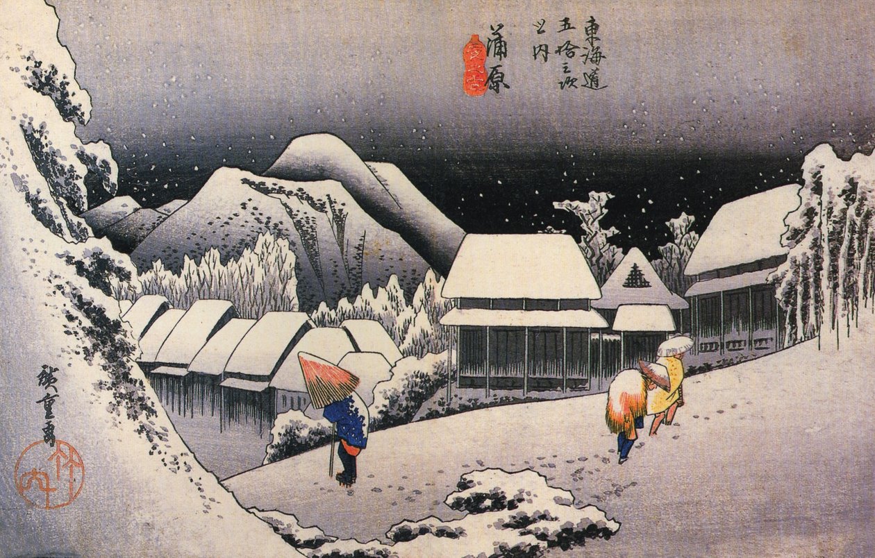 Hiroshige, Wioska w śniegu autorstwa Utagawa Hiroshige