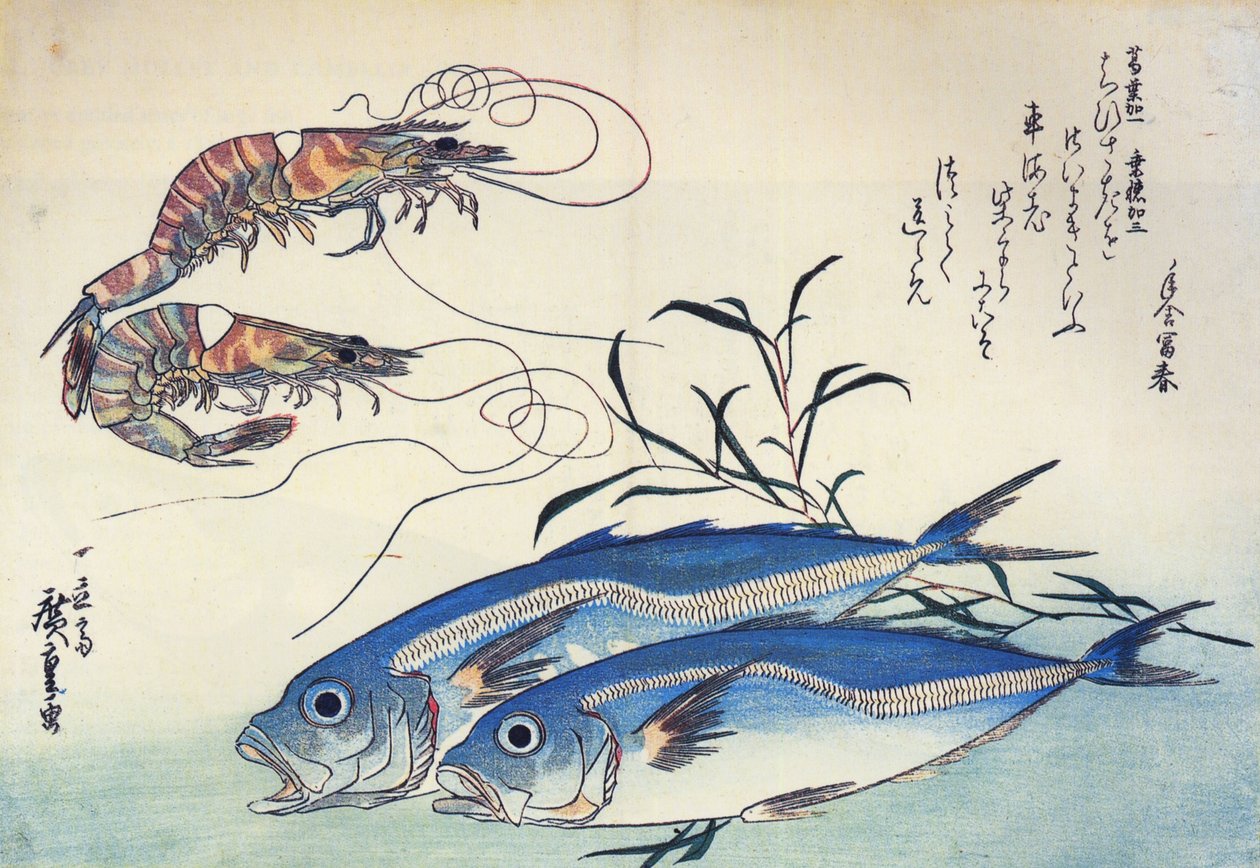 Hiroshige Ostrobok i krewetki autorstwa Utagawa Hiroshige