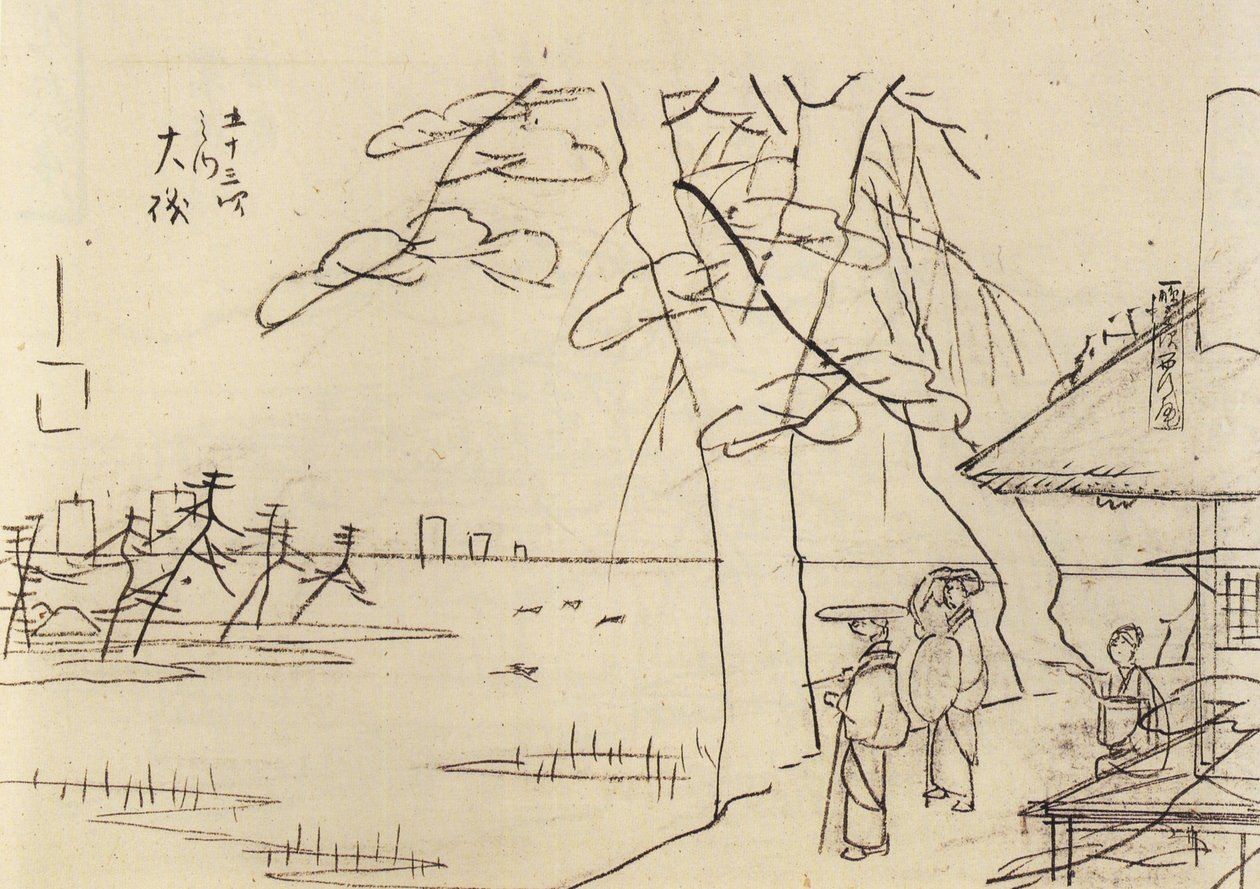 Hiroshige, Ludzie z widokiem na wodę autorstwa Utagawa Hiroshige