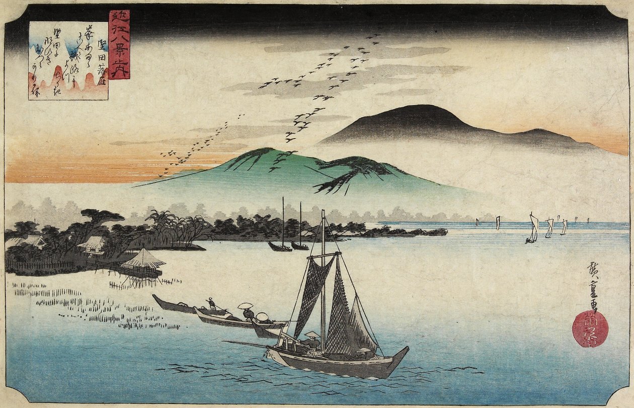 Gęsi zasiedlające w Katadzie, ok. 1930 r. 1834 autorstwa Utagawa Hiroshige