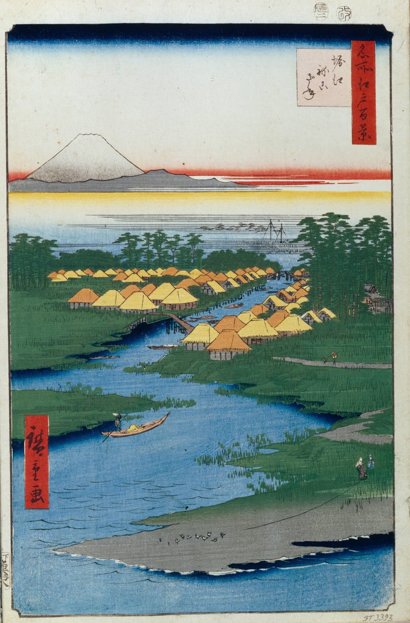 Horie i Nekozane Sto słynnych widoków Edo, 1856-1858 autorstwa Utagawa Hiroshige