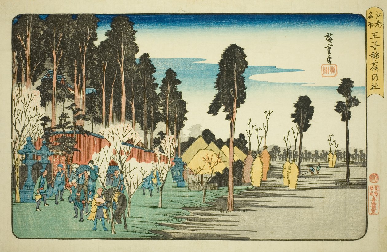 Inari Shine at Uncle (Uncle Inari no Yashiro), z serii „fa net spa s członek Edo (słynne miejsce)” autorstwa Utagawa Hiroshige