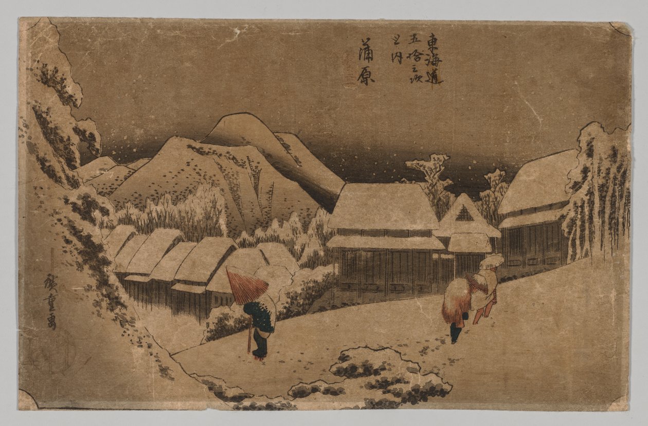 Kambara: Wieczorny śnieg autorstwa Utagawa Hiroshige