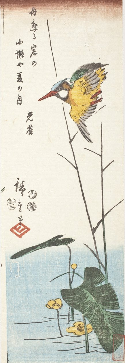 Zimorodek i trzciny autorstwa Utagawa Hiroshige