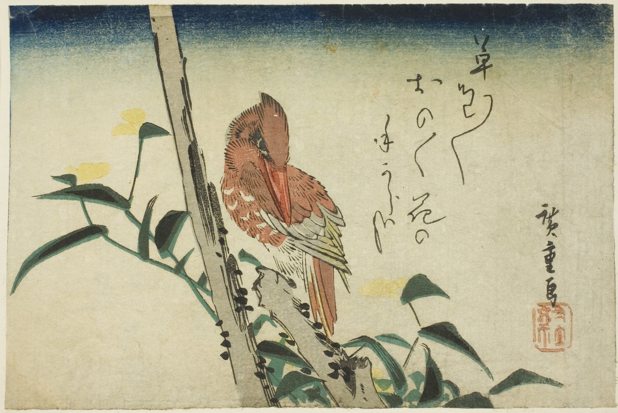 Zimorodek i Dayflower autorstwa Utagawa Hiroshige