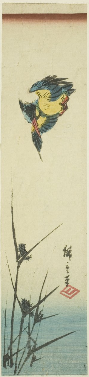 Zimorodek i trzciny autorstwa Utagawa Hiroshige