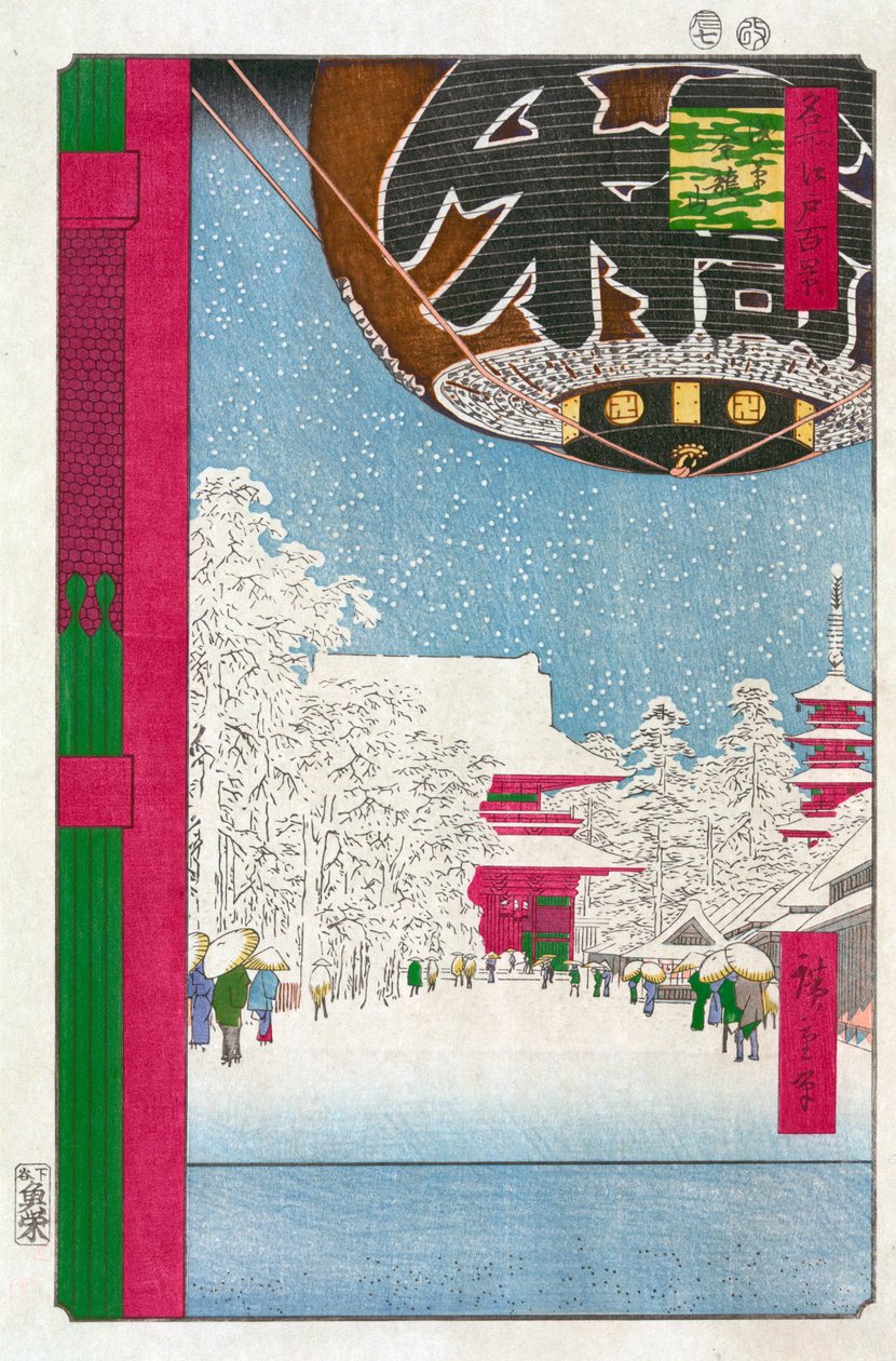 Świątynia Kinryuzan w Asakusa Sto słynnych widoków Edo, 1856-1858. autorstwa Utagawa Hiroshige