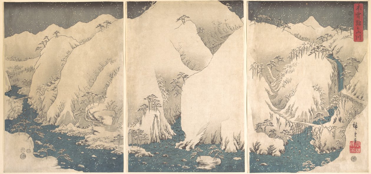 Wąwóz Kiso w śniegu autorstwa Utagawa Hiroshige