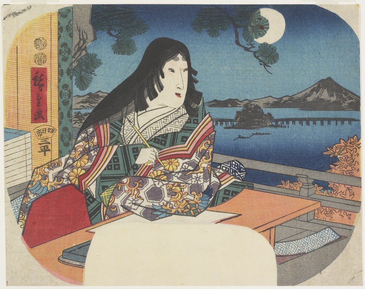 Dyfioletowy w dłoni Ishiyamadery MP, 1847-1848 autorstwa Utagawa Hiroshige