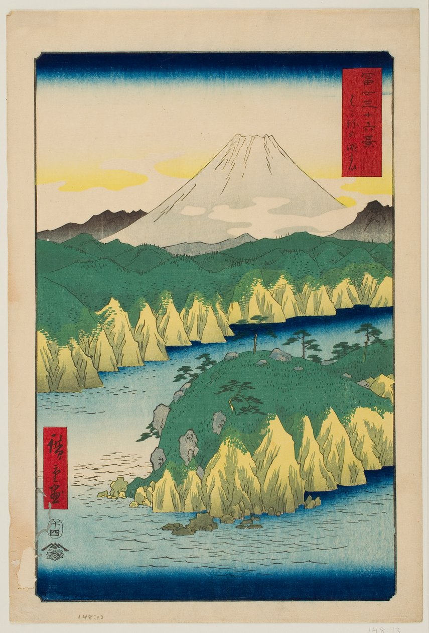 Jezioro w Hakone, z cyklu „Trzydzieści sześć widoków góry Fuji” autorstwa Utagawa Hiroshige