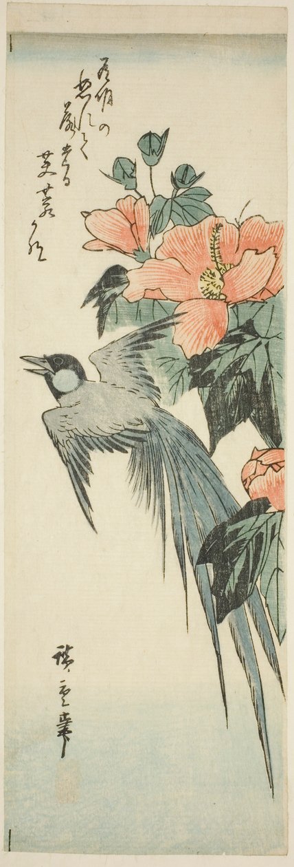 Długoogon i hibiskus autorstwa Utagawa Hiroshige