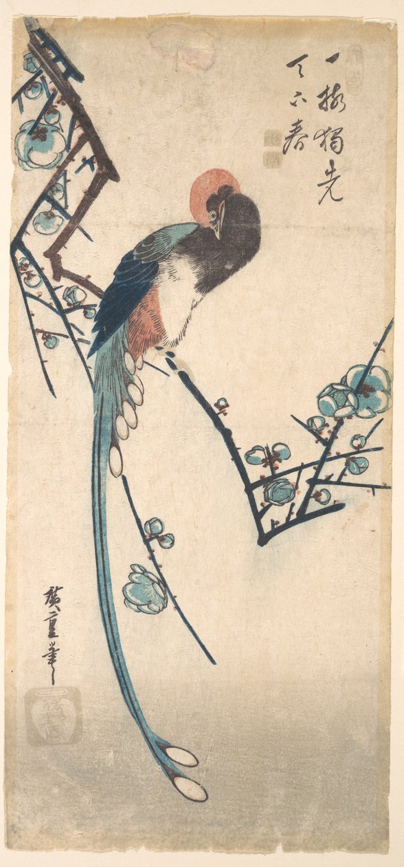 Ptak o długim ogonie autorstwa Utagawa Hiroshige