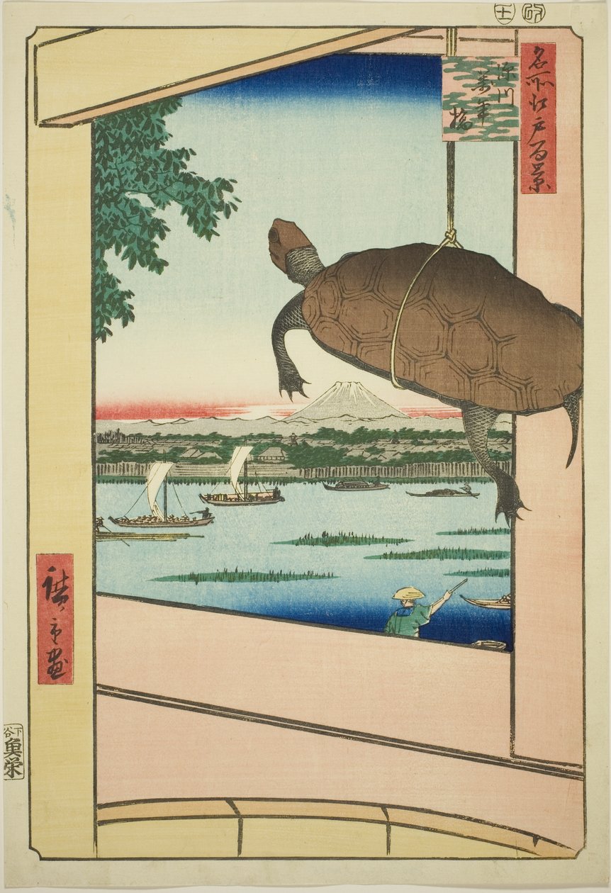 Most Manen, Fukagawa (Fukagawa Manenbashi), z serii ” autorstwa Utagawa Hiroshige