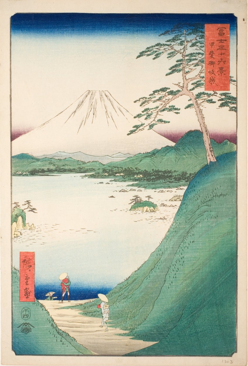 Misaka Pass in Kai Province (Kai Misakagoe), from the series "Thirty-six Views of Mount Fuji (Fuji sanjurokkei)" autorstwa Utagawa Hiroshige