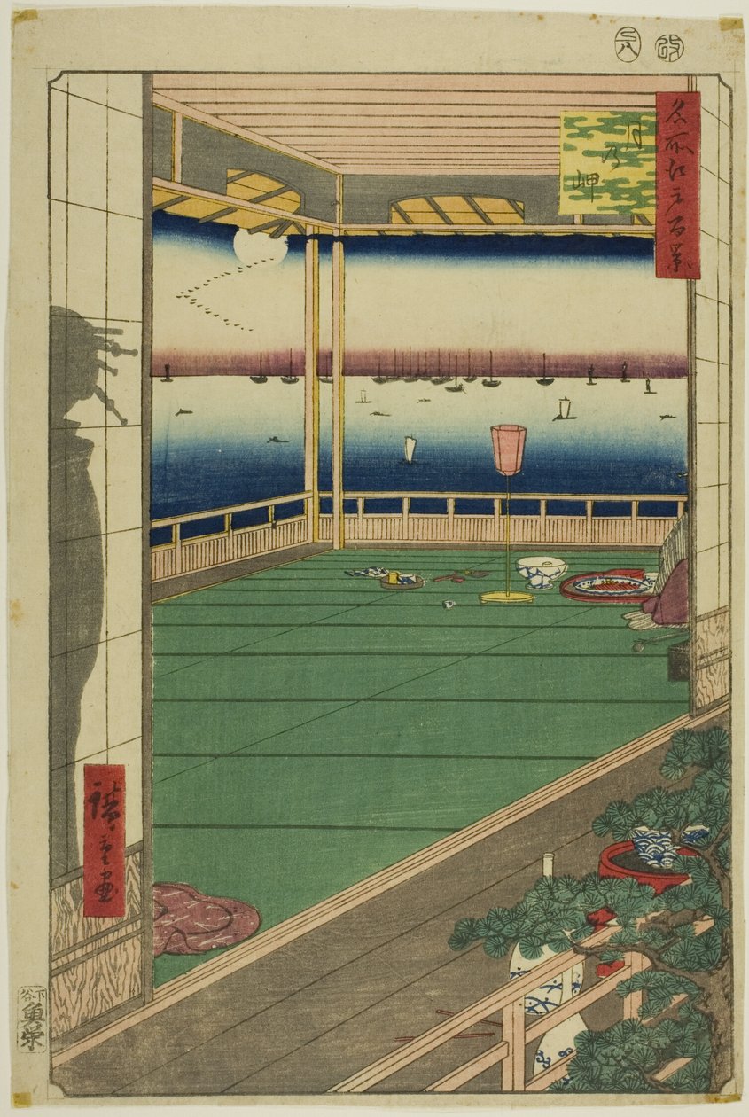 Punkt widokowy na księżyc (Tsuki no misaki), z serii "Sto słynnych widoków Edo (Meisho Edo hyakkei)". autorstwa Utagawa Hiroshige