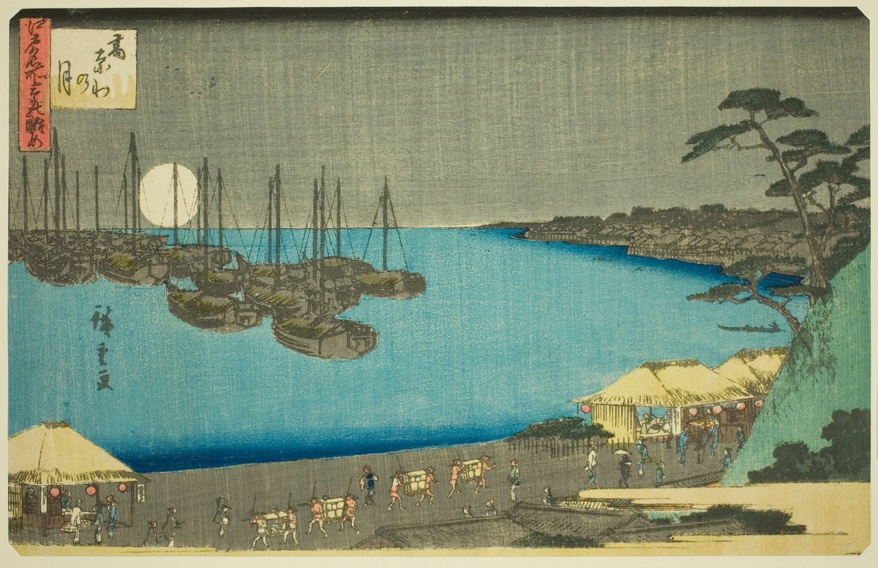 Również w Takanawa (z Takanawą), z serii „Trzy widoki członka sieci Pa s Edo (trzy długie widoki Edo)”. autorstwa Utagawa Hiroshige