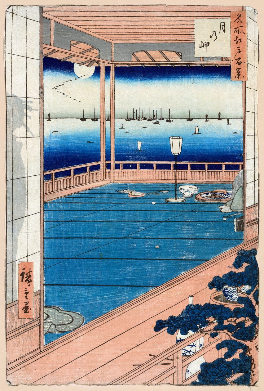 Moonlight sto słynnych widoków Edo, 1856-1858. autorstwa Utagawa Hiroshige