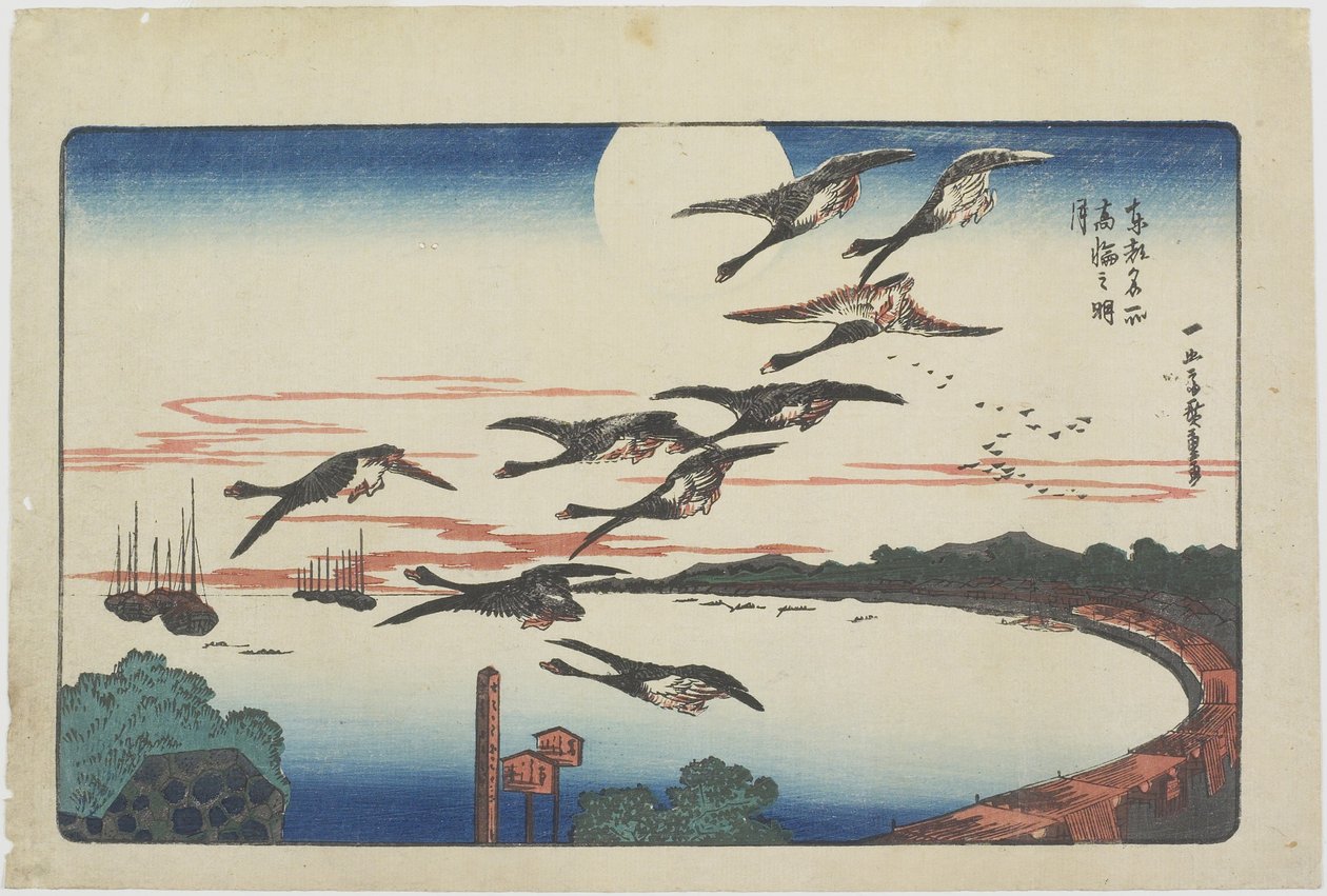Światło księżyca w Takanawie, ok. godz. 1831 autorstwa Utagawa Hiroshige