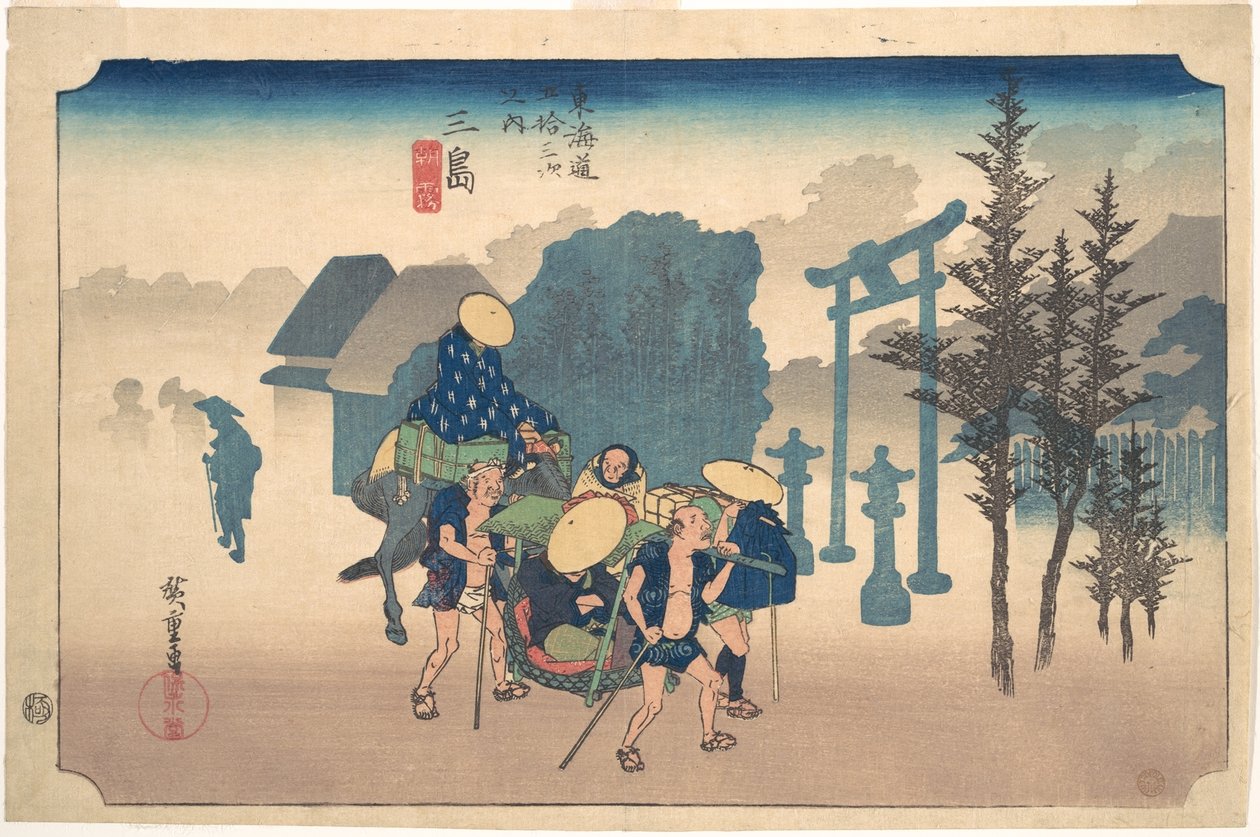 Poranna mgła w Mishimie autorstwa Utagawa Hiroshige