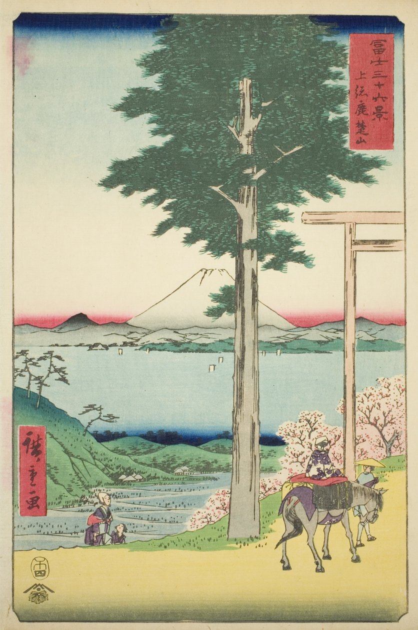 Góra Kano w prowincji Kazusa (Kazusa Rokusozan), z serii „Trzydzieści sześć widoków góry Fuji (Fuji sanjurokkei)” autorstwa Utagawa Hiroshige