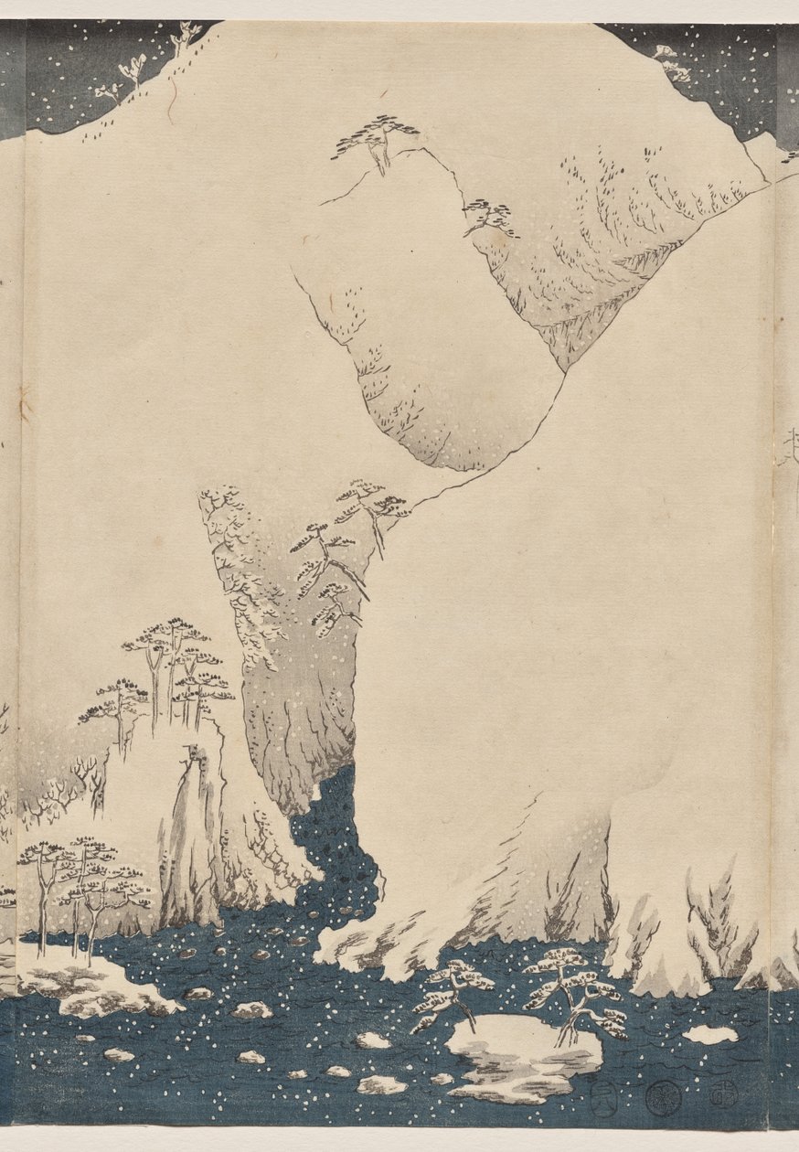 Góra i rzeka na Kiso Road autorstwa Utagawa Hiroshige