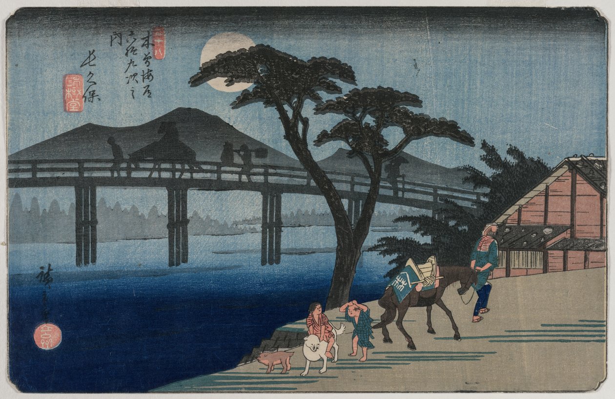 Nagakubo (Stacja 28) z serii Sześćdziesiąt dziewięć stacji Kisokaido autorstwa Utagawa Hiroshige