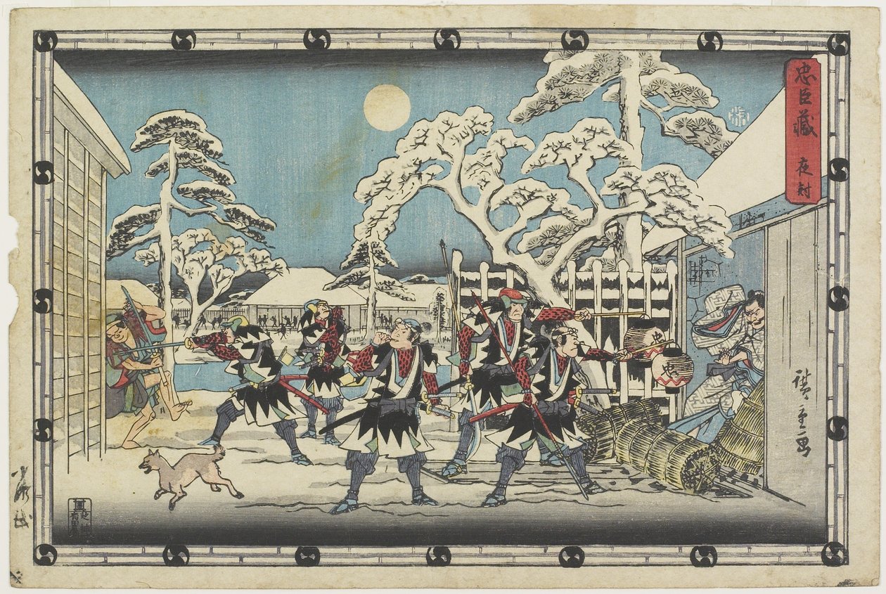 Nocny atak, 1843-1847 autorstwa Utagawa Hiroshige