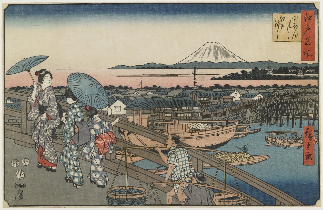 Most Nihonbashi i most Edo, listopad 1853 r. autorstwa Utagawa Hiroshige