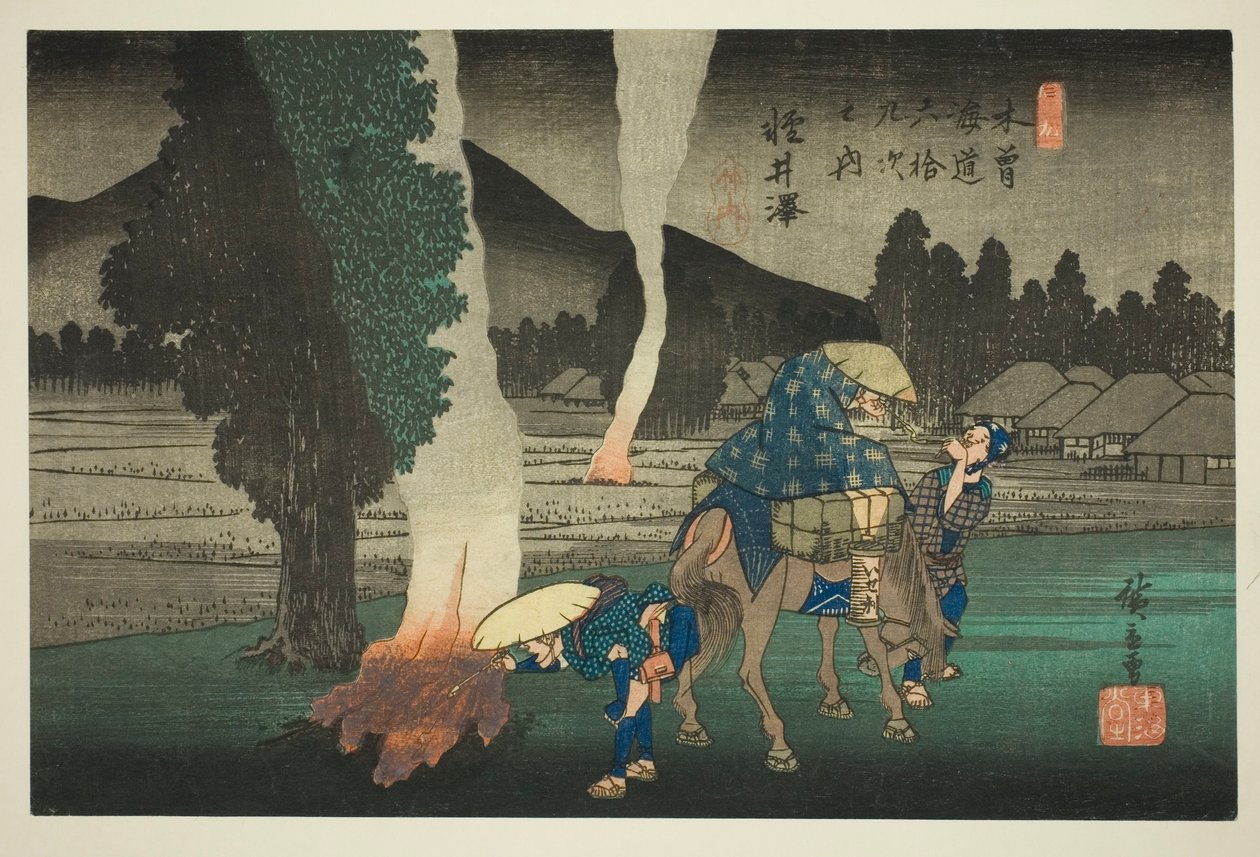 z. 19: Karuizawa, z serii "Sixty-six of Tekisokaido" autorstwa Utagawa Hiroshige