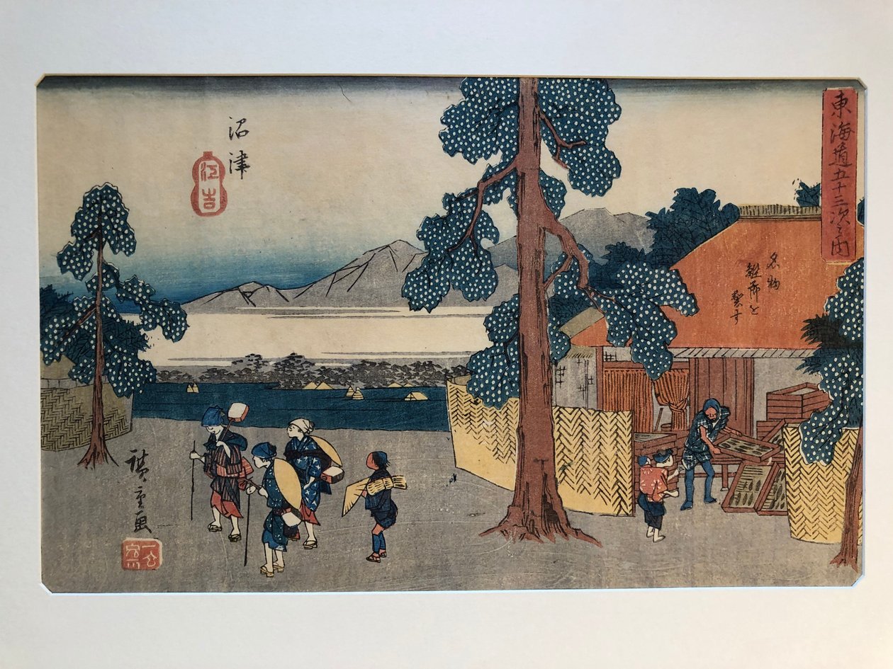 Numazu, z cyklu „Pięćdziesiąt trzy stacje Tōkaidō”, znanego również jako „Gyōsho Tōkaidō” autorstwa Utagawa Hiroshige