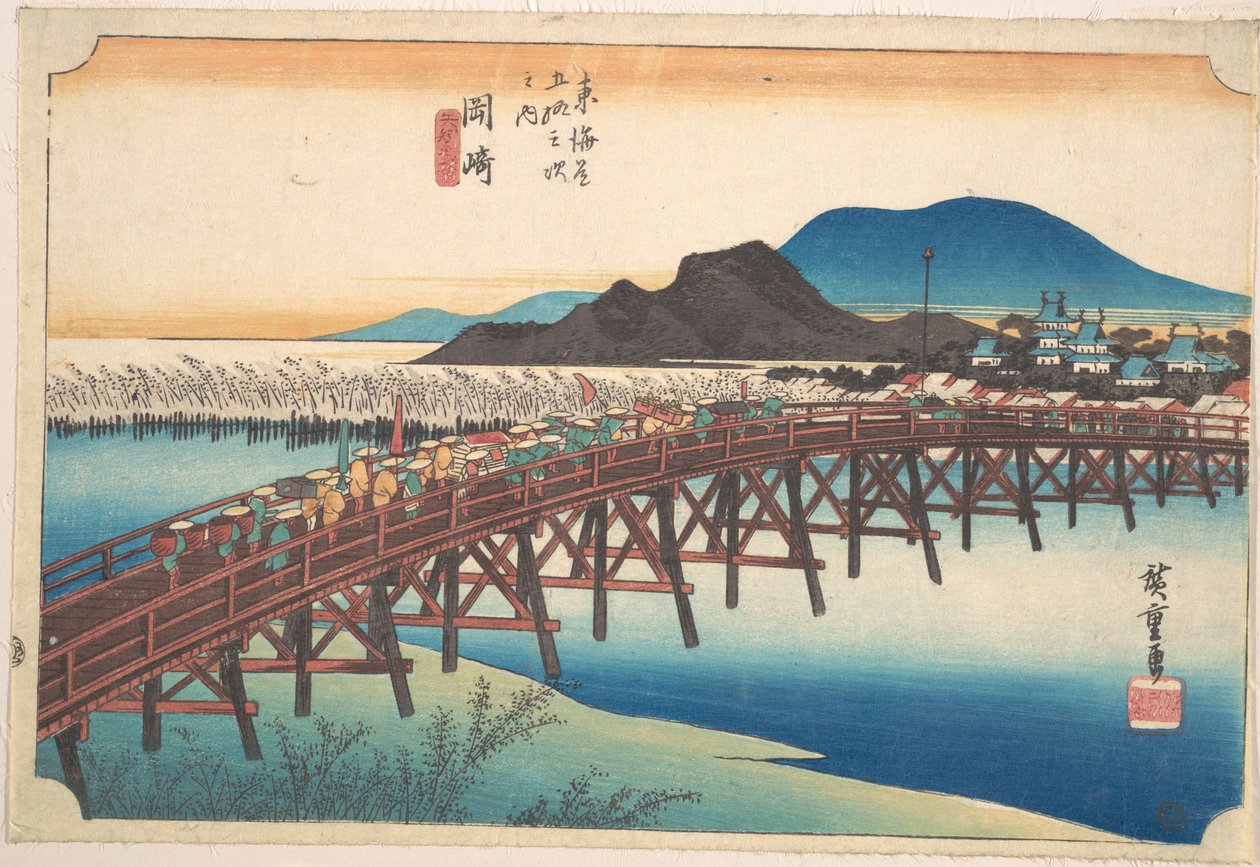 Okazaki, Most Tenshin autorstwa Utagawa Hiroshige
