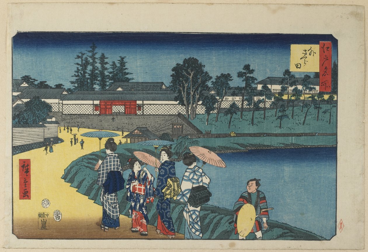 Zewnętrzna Sakurada, kwiecień 1854 autorstwa Utagawa Hiroshige