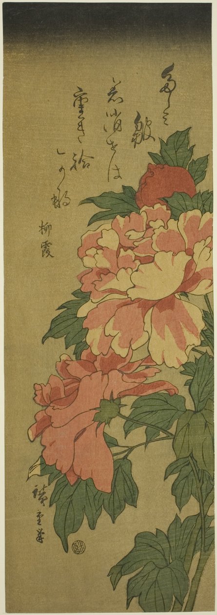 Piwonie autorstwa Utagawa Hiroshige