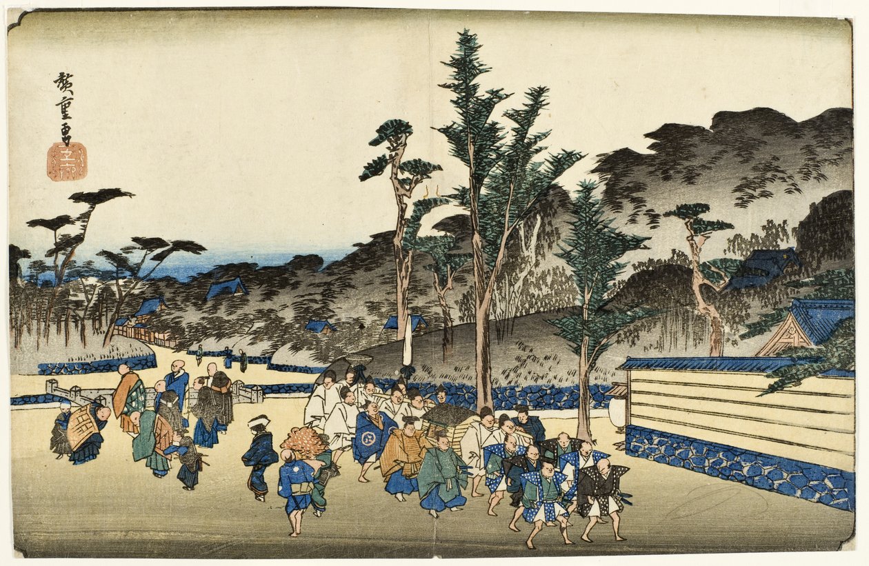 Okolice świątyni Zōjōji w Shiba autorstwa Utagawa Hiroshige