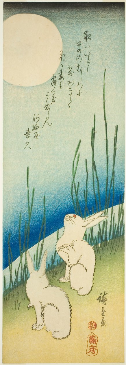 Króliki w pełni księżyca autorstwa Utagawa Hiroshige