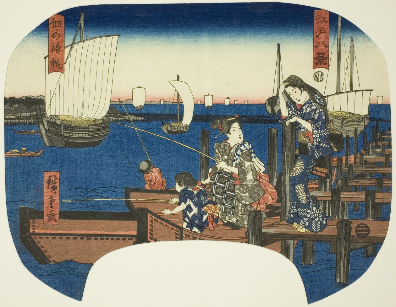 Wiersz r ludzie g ponownie ls w tsukuda (norma tsukuda), z serii te autorstwa Utagawa Hiroshige