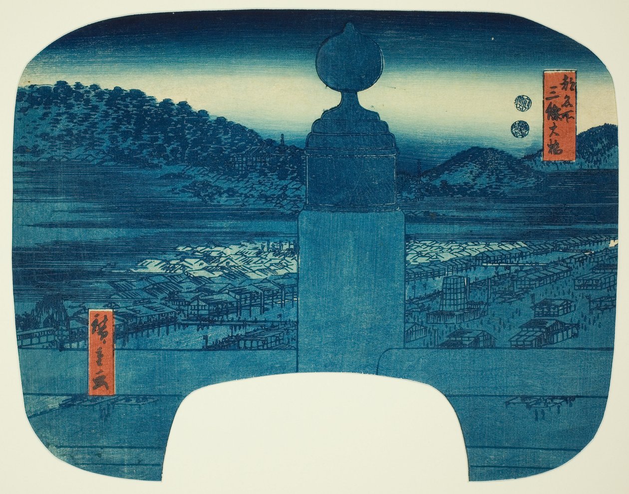 Sponsorowane przez B Ridge (trzy damskie pałeczki), z tej serii „fa net spa back s Residence Member (słynne miejsce Miyako)” autorstwa Utagawa Hiroshige