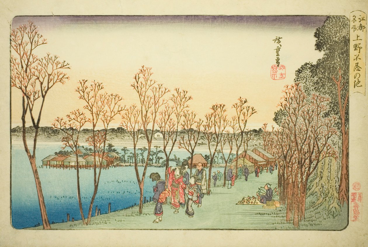 Staw Shinobazu w stawie Kami no Shinobazu, z Teseries autorstwa Utagawa Hiroshige