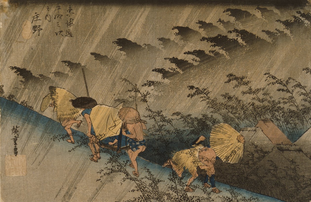 Shōno: Ulewny deszcz autorstwa Utagawa Hiroshige