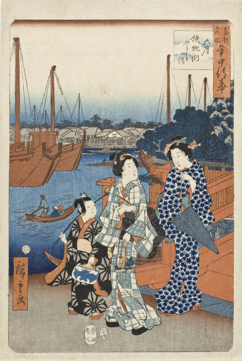 Szósty miesiąc, wizyta, by zobaczyć Fudżi, Teppozu autorstwa Utagawa Hiroshige