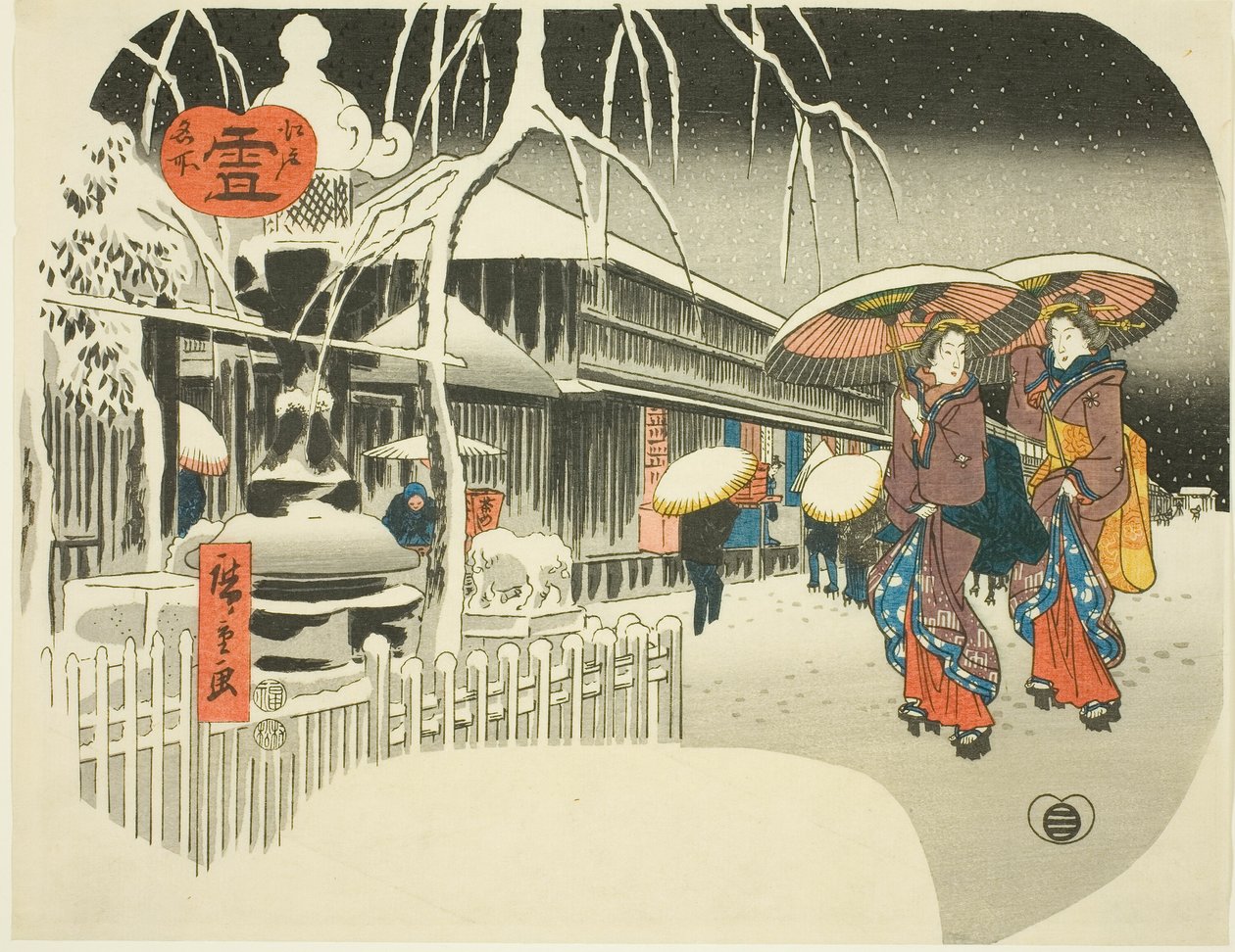 Snow (Yuki), z serii „Słynne miejsca Edo (Edo meisho)” autorstwa Utagawa Hiroshige
