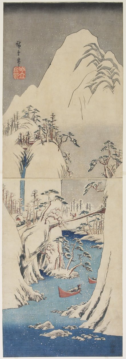 Śnieżna scena nad rzeką Fuji, ok. 1900 r. 1842 autorstwa Utagawa Hiroshige