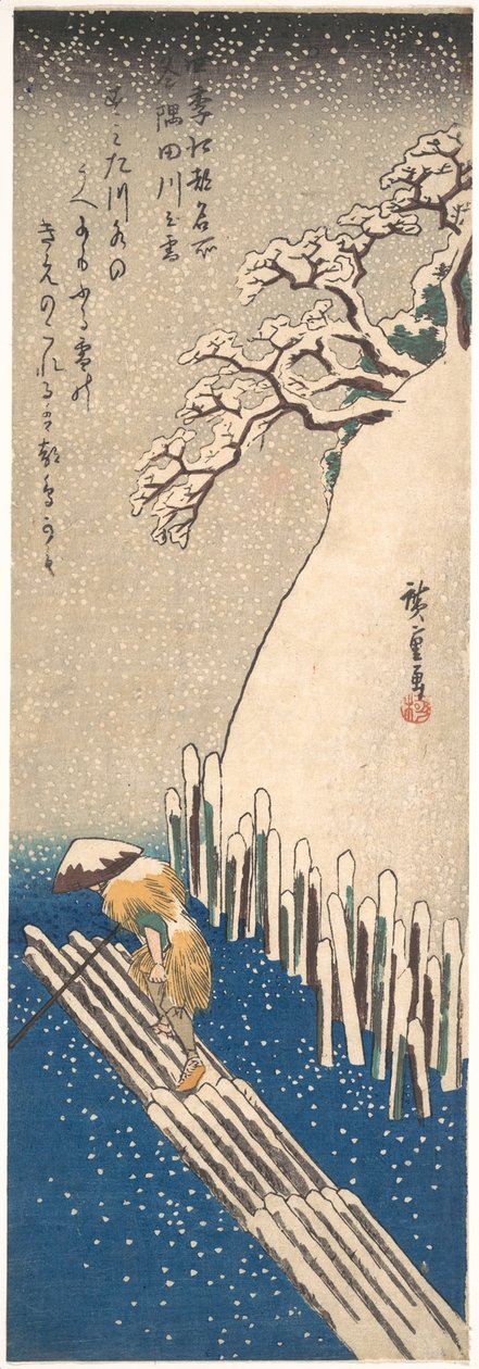 Śnieg nad rzeką Sumida autorstwa Utagawa Hiroshige