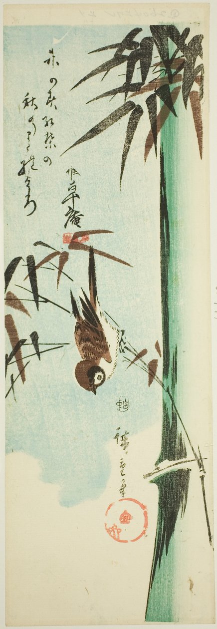 Wróbel i bambus autorstwa Utagawa Hiroshige