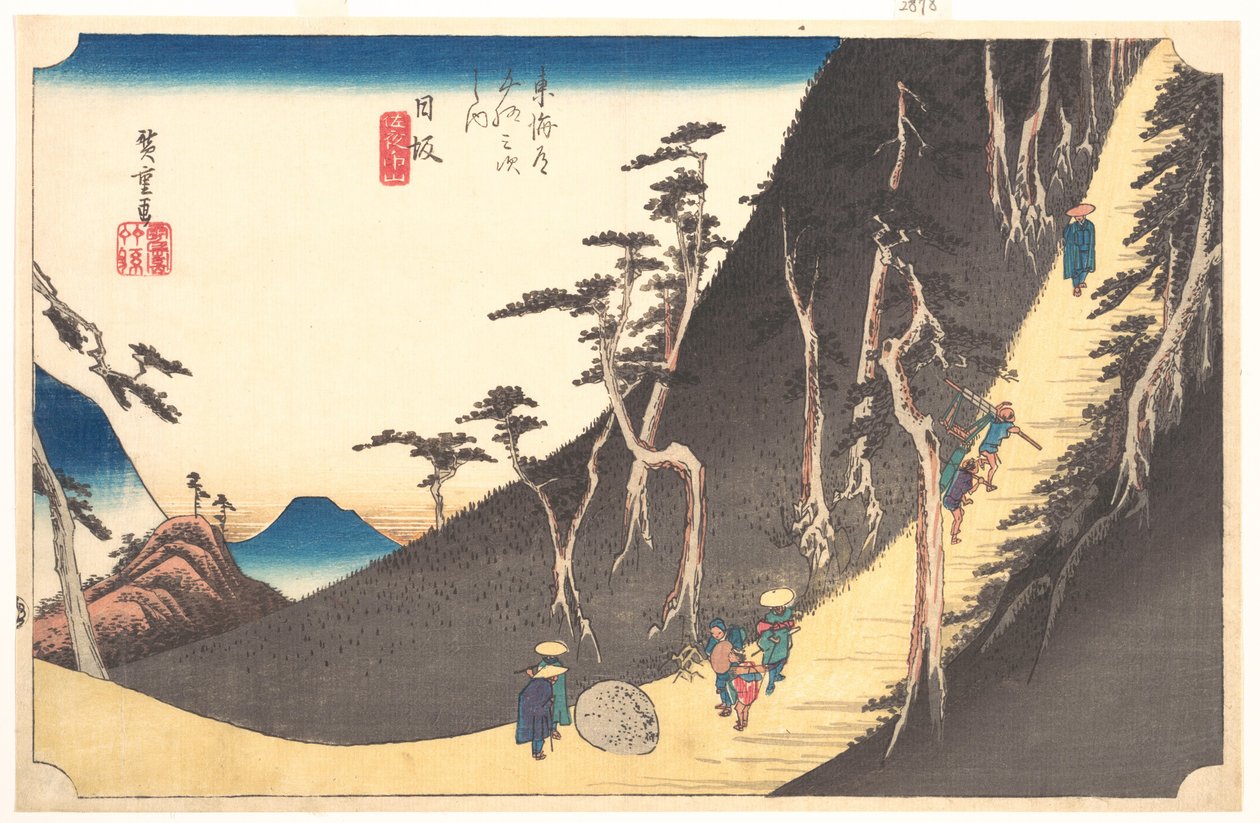 Stacja dwudziesta szósta: Nissaka, Sayo no Nakayama, z cyklu Pięćdziesiąt trzy stacje Tōkaidō autorstwa Utagawa Hiroshige